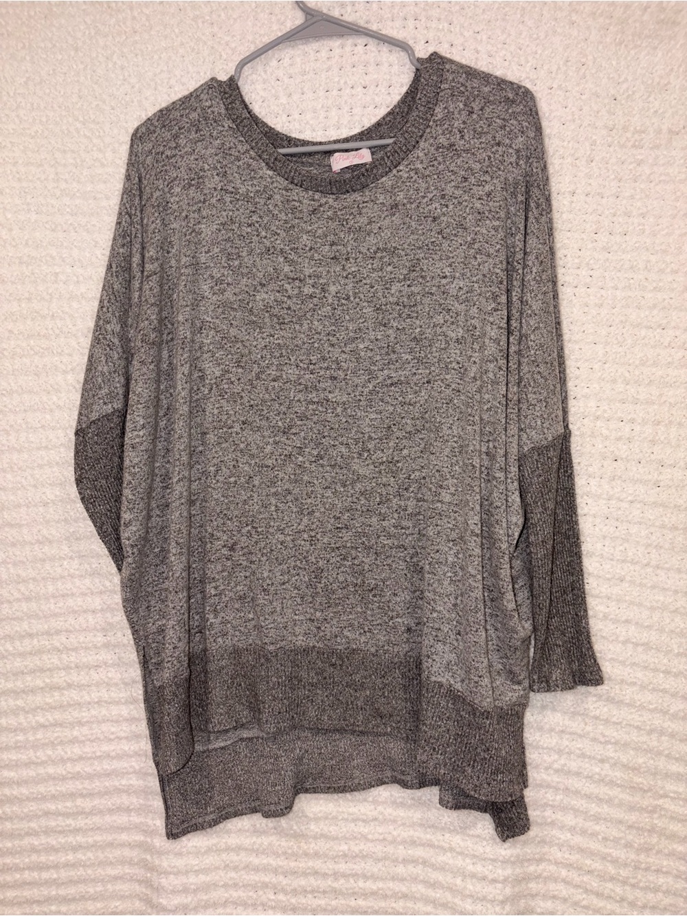 Pink Lily Heathered Gray Crew Neck Sweater